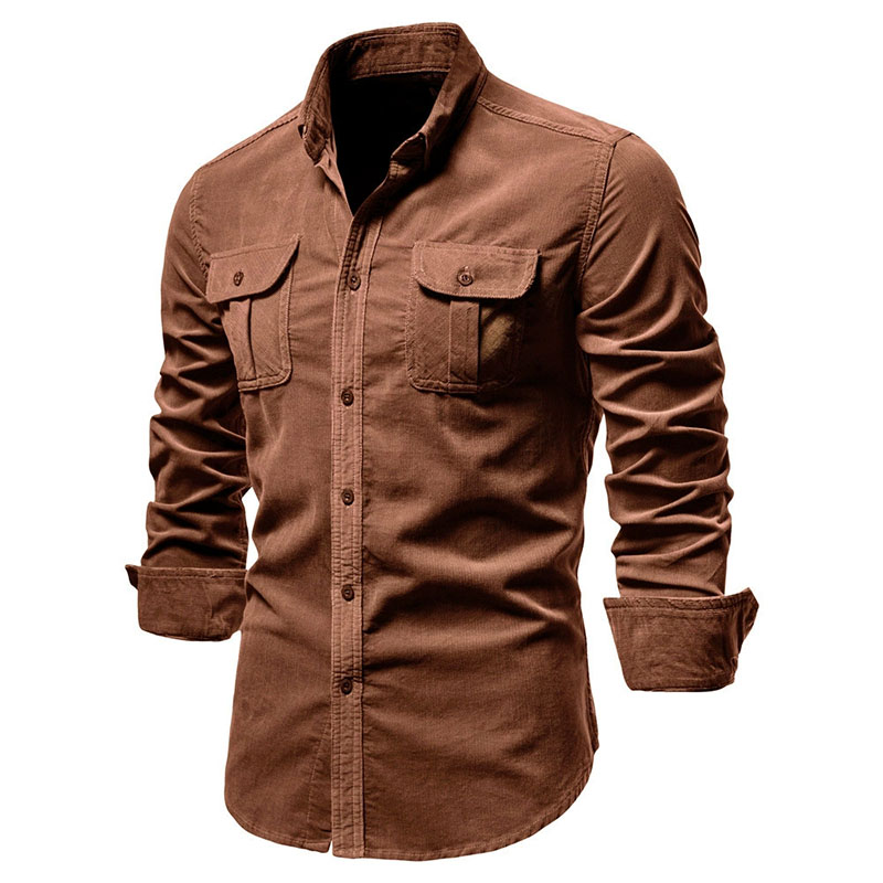 Corduroy Button Up Shirt Men - Giacca da camicia casual in velluto