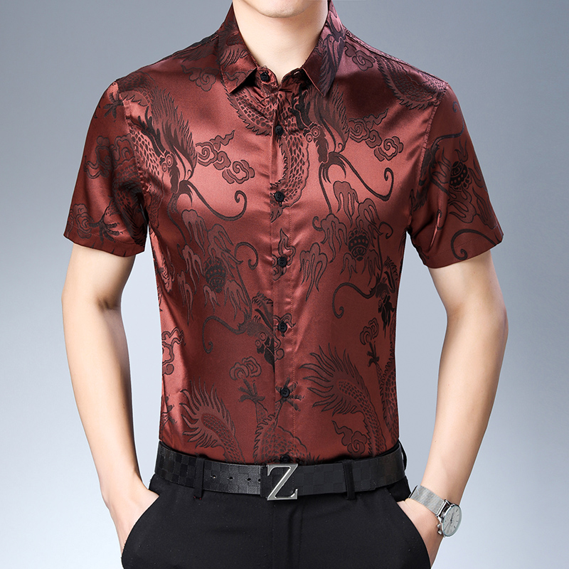 Mens Satin Silk Dress Shirt - Mens di Modo Del Modello Camicia