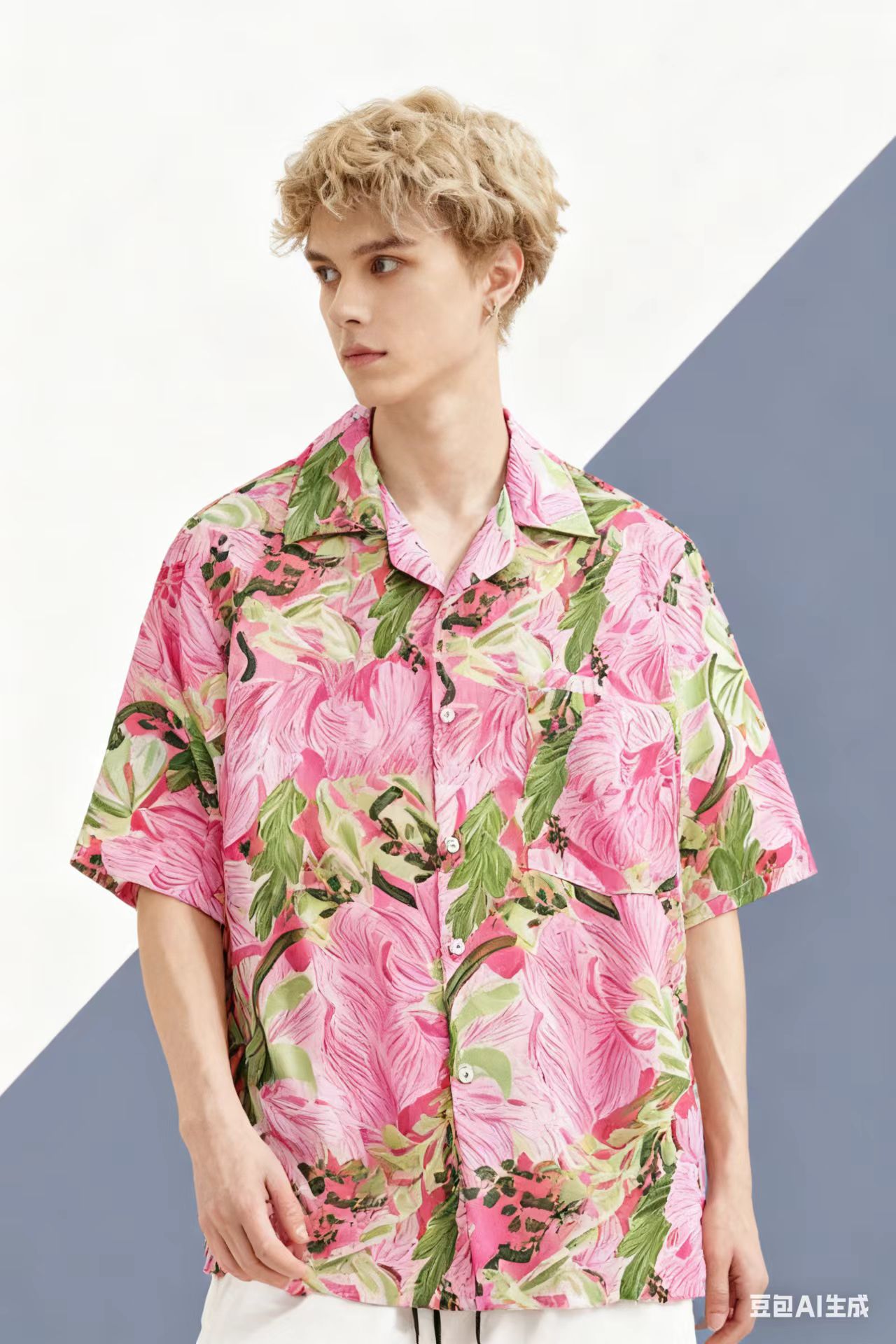 Vintage Hawaiian Floral Shirt - Vintage Beach Blusas Vocation Pink Graffiti