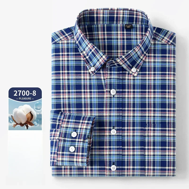 Oxford Cotton Casual Shirt Business - Camicia a maniche lunghe da uomo