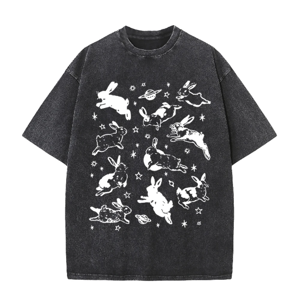 Acid Wash Vintage Graphic T Shirt - T-shirt Vintage 2026 con Grafica Coniglio