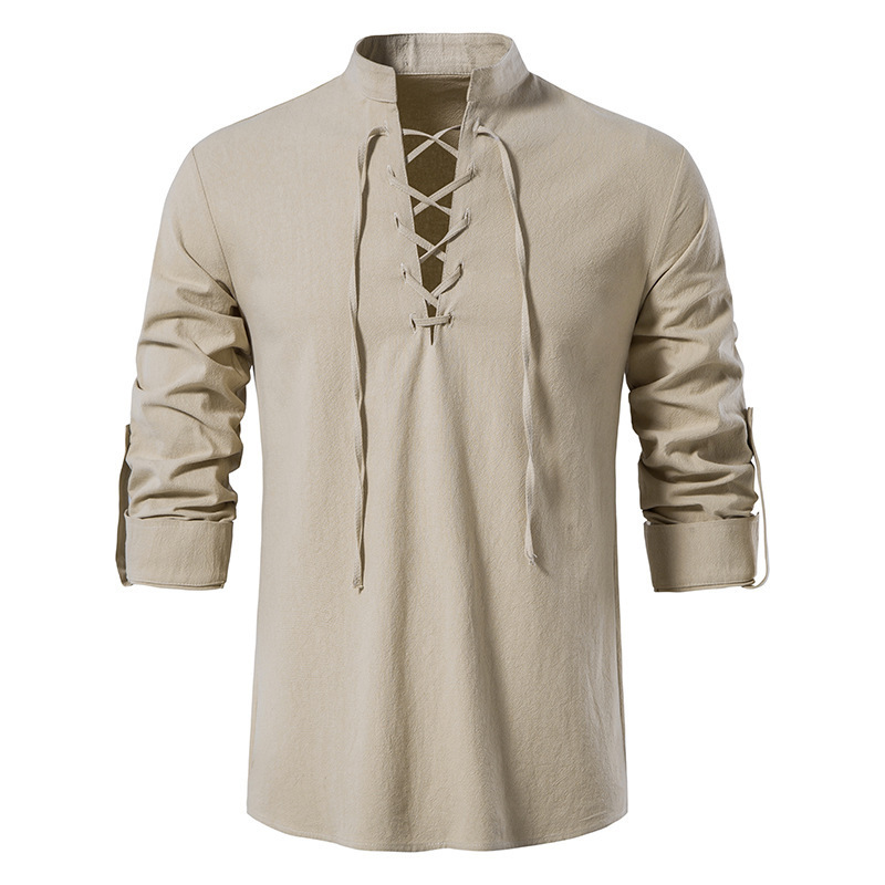 Mens Linen Shirt Long Sleeve - Camicia da uomo in cotone e