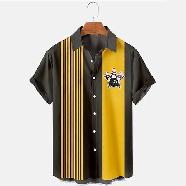 Short Sleeve Bowling Shirt Retro - Camicia da uomo a maniche corte