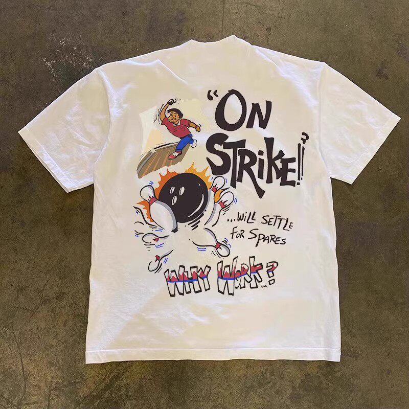 Short Sleeve Bowling Shirt Retro - T-shirt Girocollo Stile Americano Retrò a