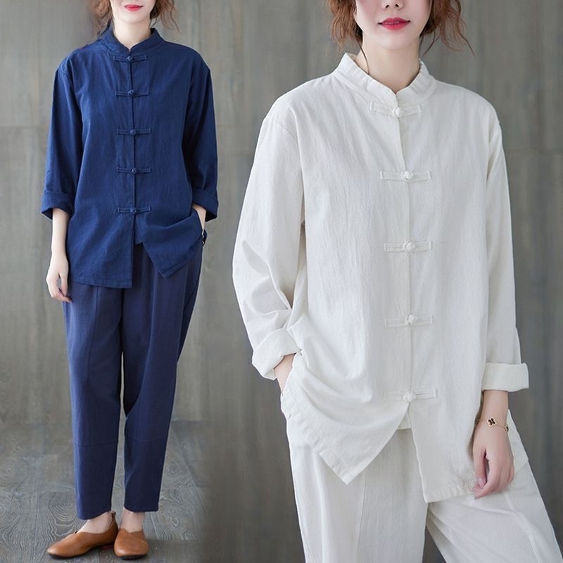 Mens Linen Shirt Long Sleeve - Camicia Larga in Cotone e Lino