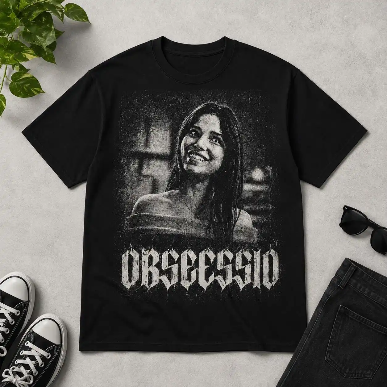 Acid Wash Vintage Graphic T Shirt - T-shirt vintage Obsession Acid Wash, maglietta