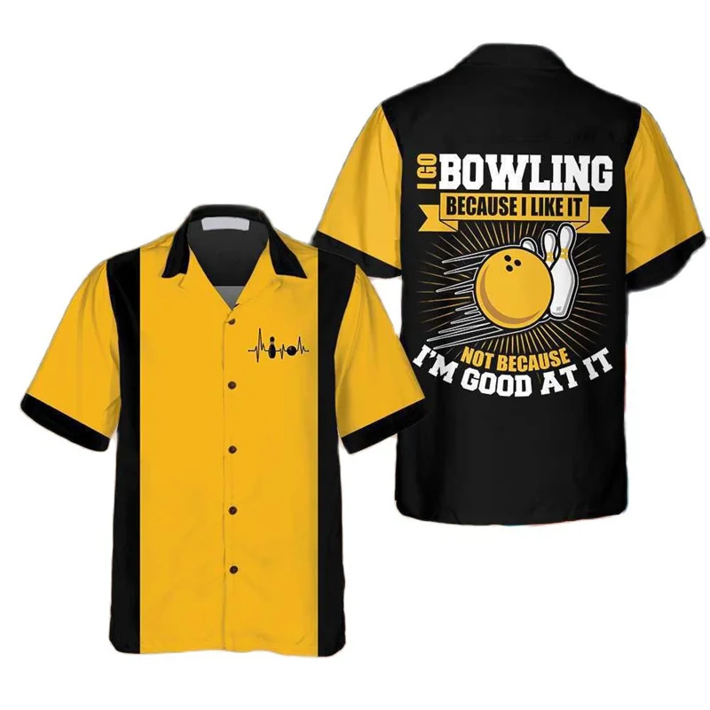 Short Sleeve Bowling Shirt Retro - Camicia classica con stampa retrò di