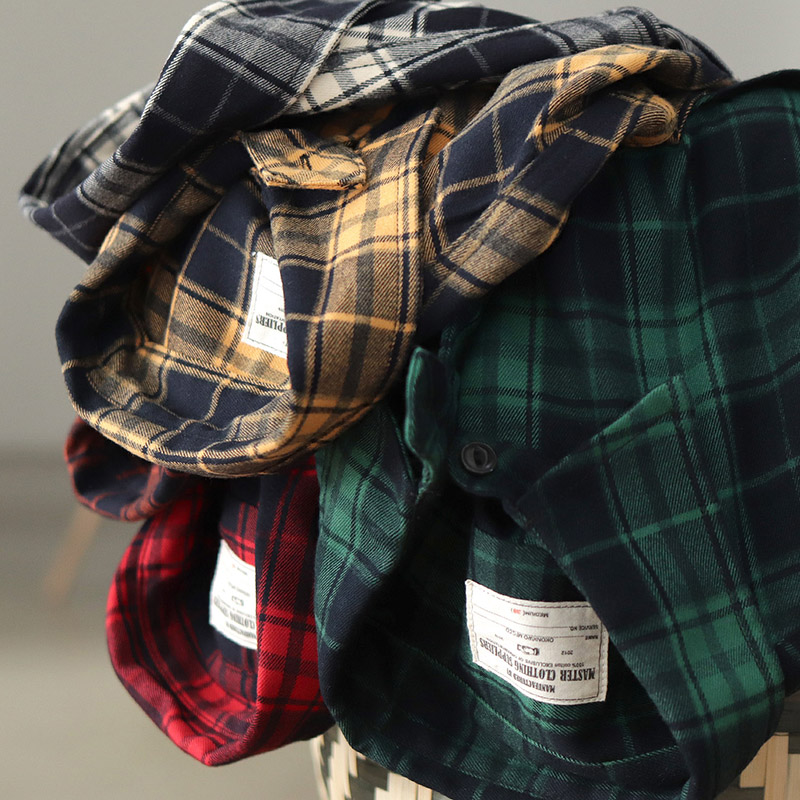 Flannel Plaid Shirt Heavy Weight - Autunno Nuovo Giapponese Retro 300g Pesante