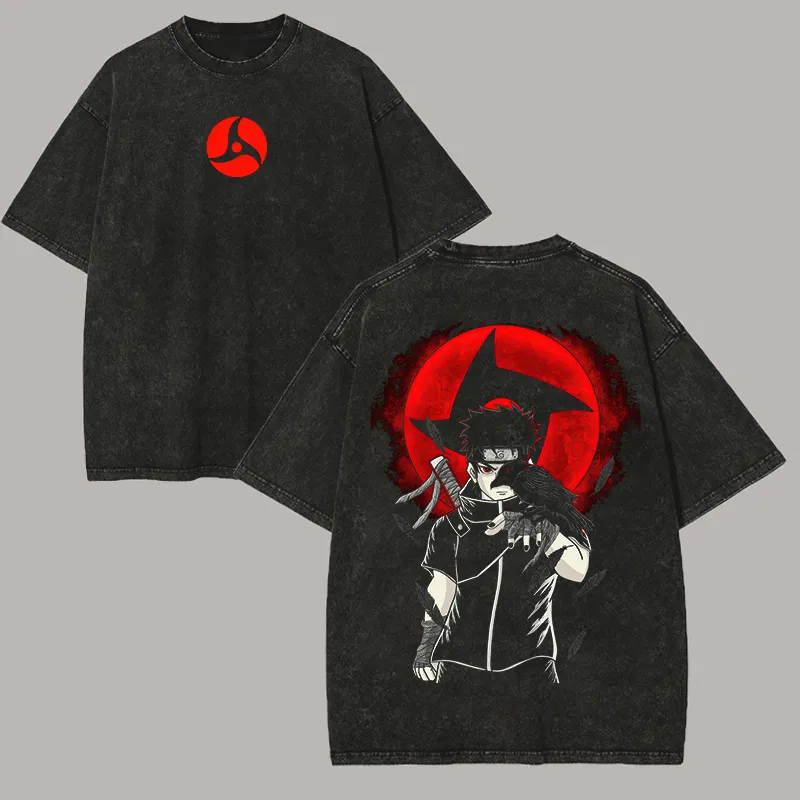 Acid Wash Vintage Graphic T Shirt - T-Shirt Naruto Shisui Uchiha, Mangekyo Sharingan,