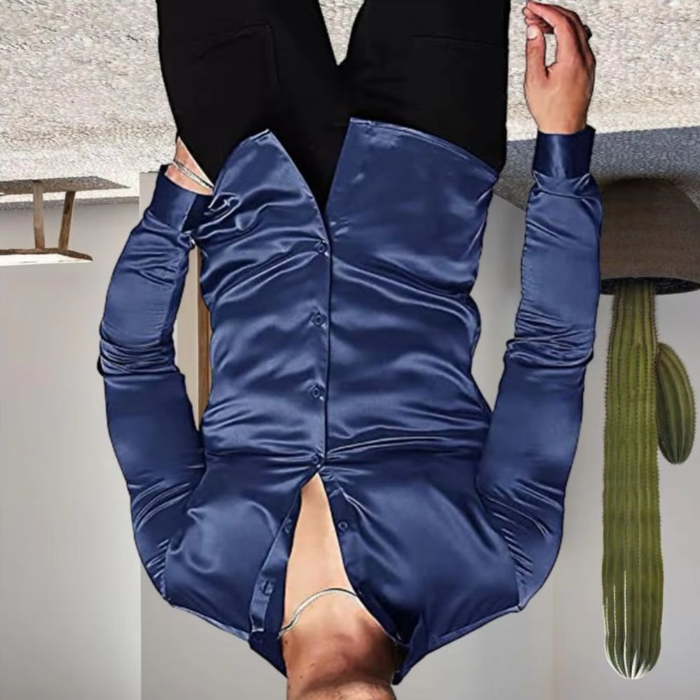 Mens Satin Silk Dress Shirt - Camicia Elegante da Uomo in Raso