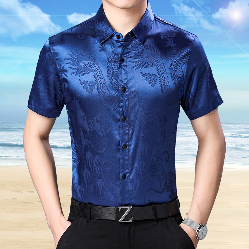 Mens di Modo Del Modello Camic - Mens Satin Silk Dress Shirt recensione e prezzo