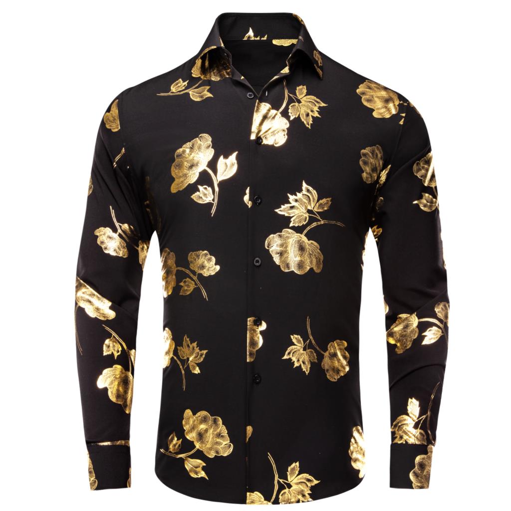 Camicie da uomo in seta oro ne - Mens Satin Silk Dress Shirt recensione e prezzo