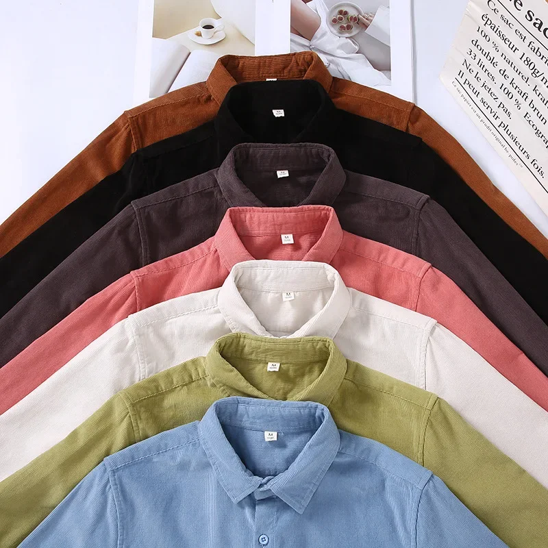 Camicia bianca a maniche lungh - Corduroy Button Up Shirt Men recensione e prezzo