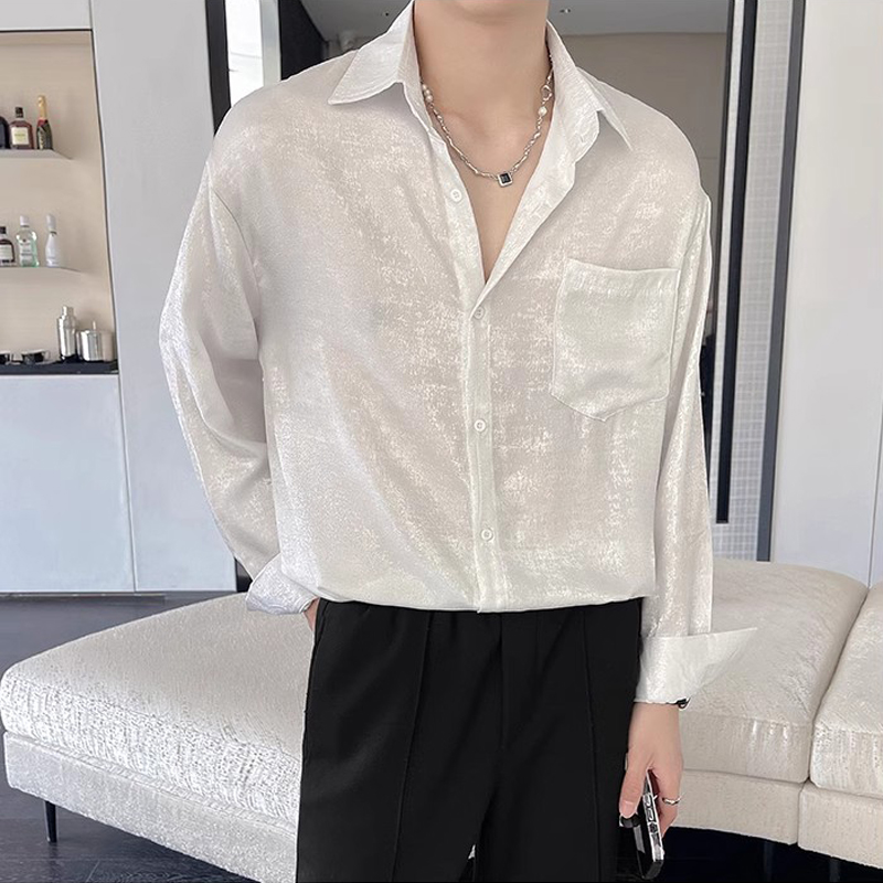 Camicie sexy in raso di seta p - Mens Satin Silk Dress Shirt recensione e prezzo
