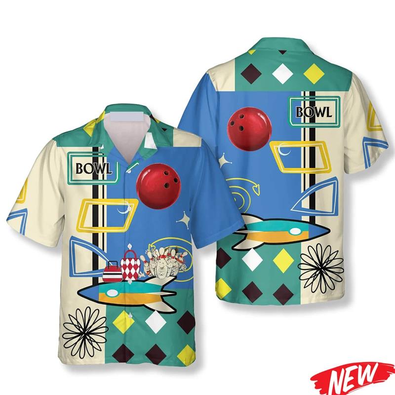 Camicia hawaiana classica con  - Short Sleeve Bowling Shirt Retro recensione e prezzo
