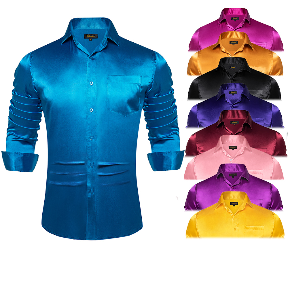 Camicie eleganti da uomo in ra - Mens Satin Silk Dress Shirt recensione e prezzo
