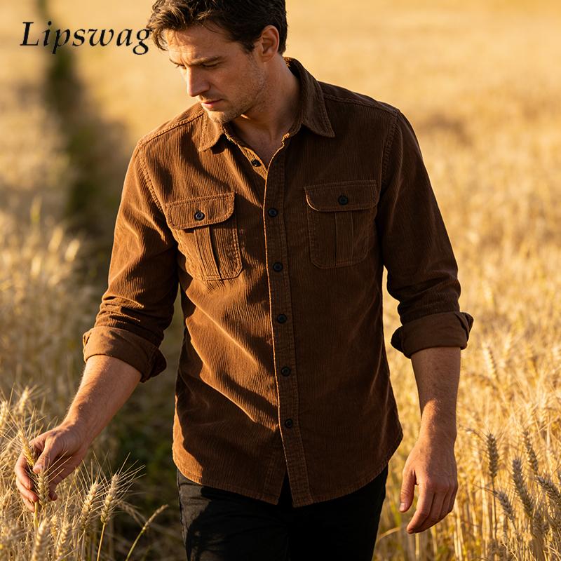 Camicia vintage in velluto a c - Corduroy Button Up Shirt Men recensione e prezzo
