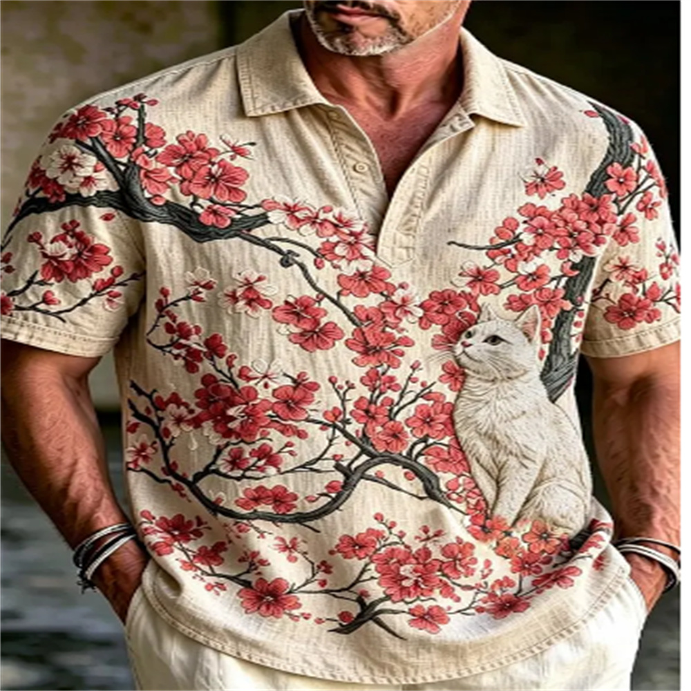 Polo a Maniche Corte da Uomo,  - Vintage Hawaiian Floral Shirt recensione e prezzo