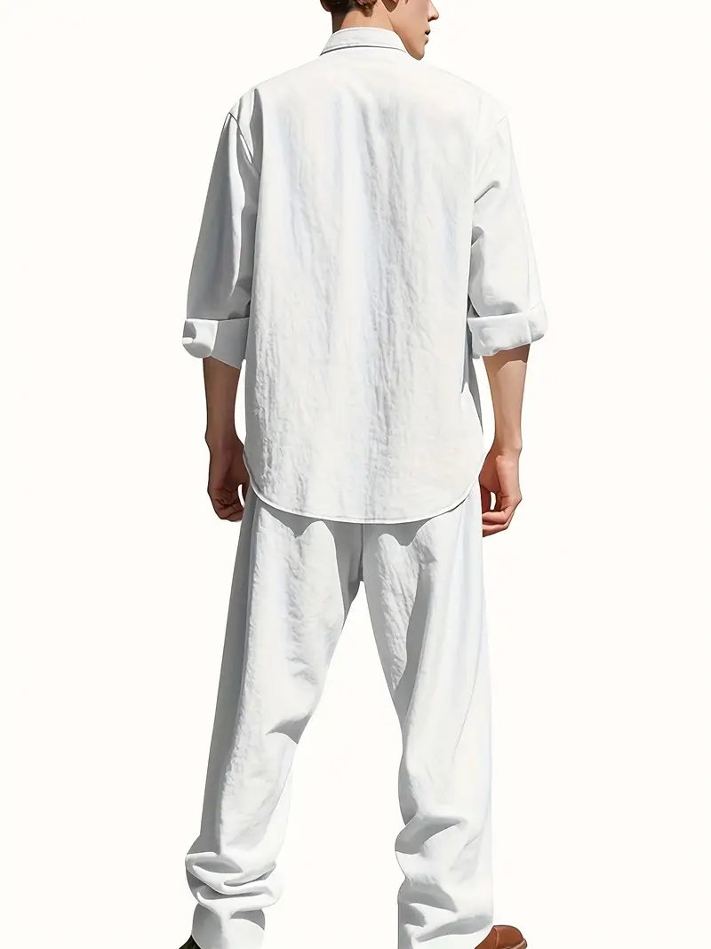 Completo da uomo in lino bianc - Mens Linen Shirt Long Sleeve recensione e prezzo