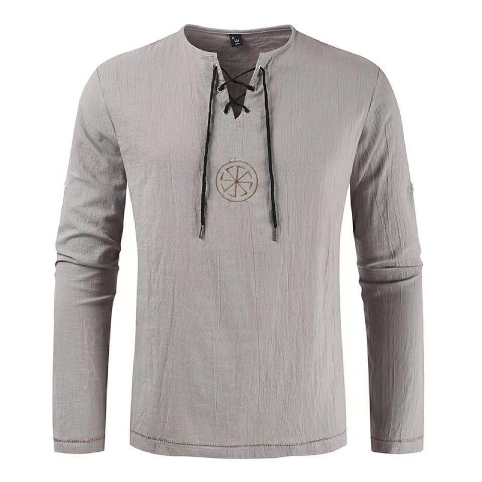 Tunica Vichinga Vegvisir da Uo - Mens Linen Shirt Long Sleeve recensione e prezzo