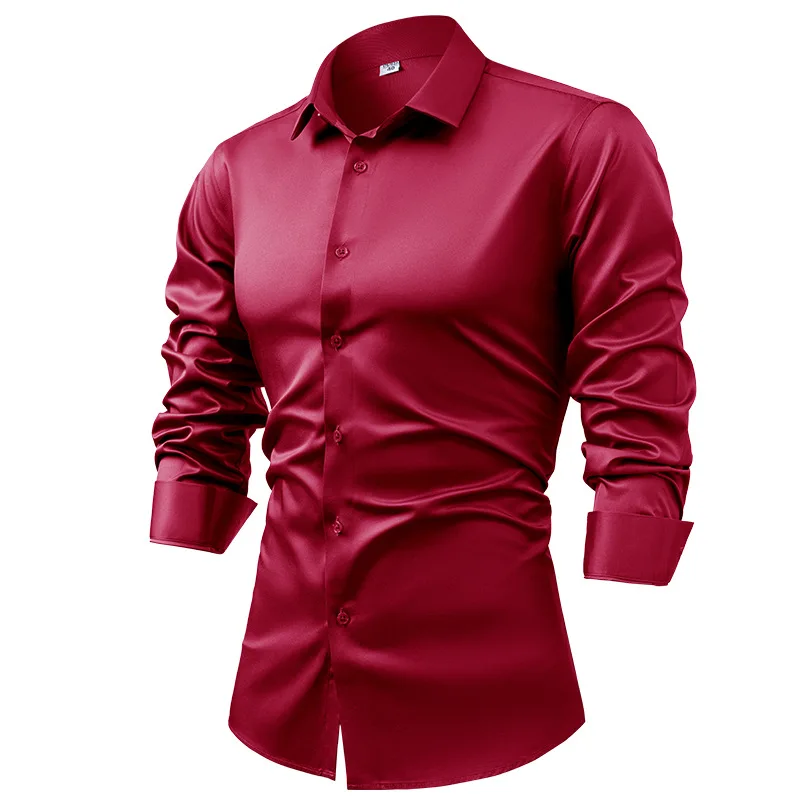 2025 Camicie eleganti da uomo  - Mens Satin Silk Dress Shirt recensione e prezzo
