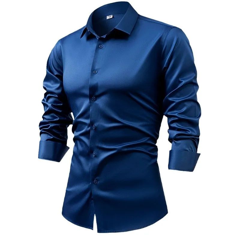 2025 Camicie eleganti da uomo  - Mens Satin Silk Dress Shirt recensione e prezzo