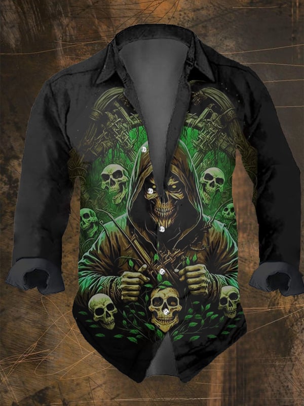 Halloween uomo Dark Skull Prin - Vintage Hawaiian Floral Shirt recensione e prezzo