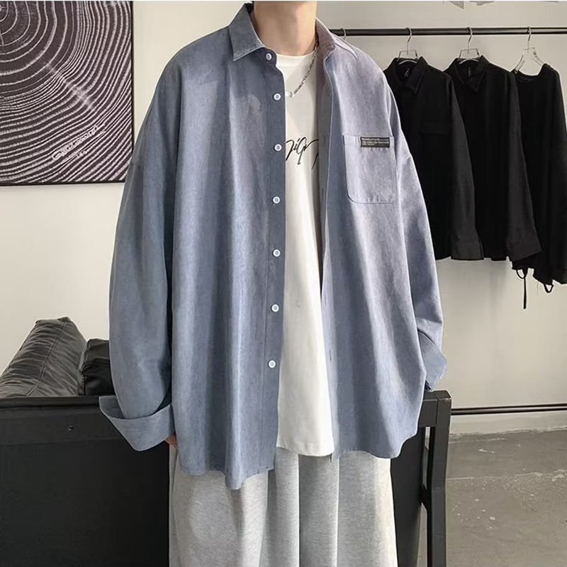 Camicie a maniche lunghe nere  - Corduroy Button Up Shirt Men recensione e prezzo