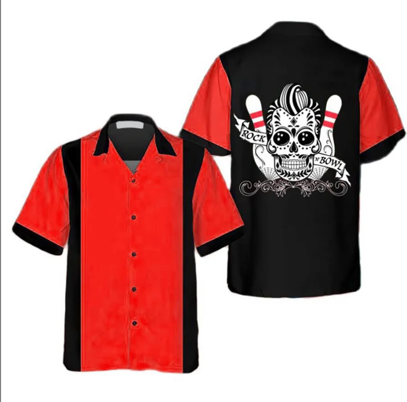 Camicia classica con stampa re - Short Sleeve Bowling Shirt Retro recensione e prezzo