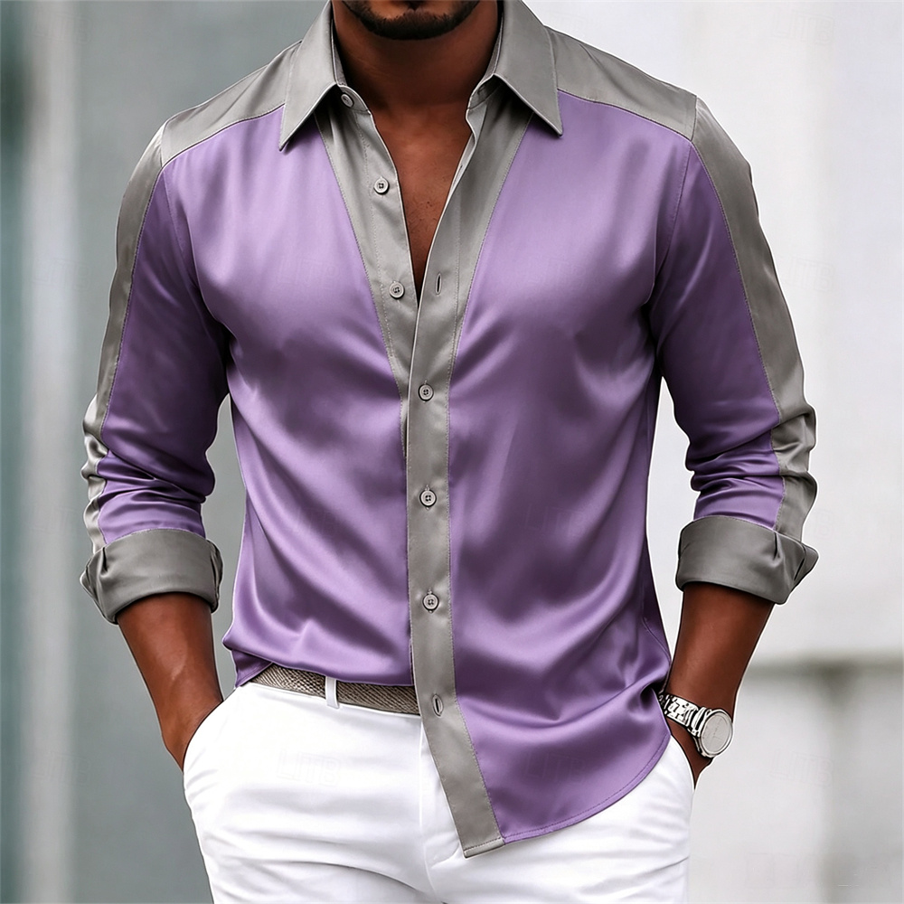 Camicia da uomo, camicia in ra - Mens Satin Silk Dress Shirt recensione e prezzo