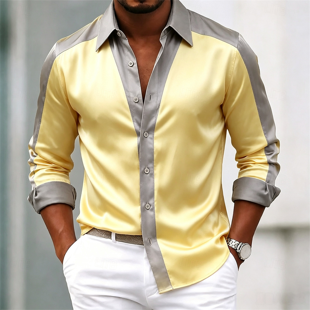 Camicia da uomo, camicia in ra - Mens Satin Silk Dress Shirt recensione e prezzo