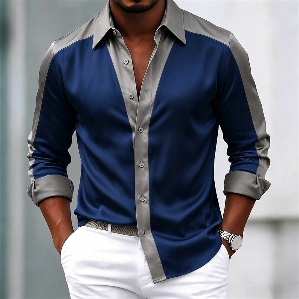Camicia da uomo, camicia in ra - Mens Satin Silk Dress Shirt recensione e prezzo