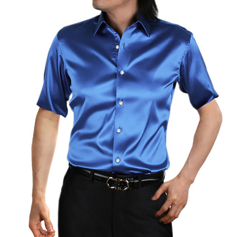 Camicia da uomo in raso di set - Mens Satin Silk Dress Shirt recensione e prezzo