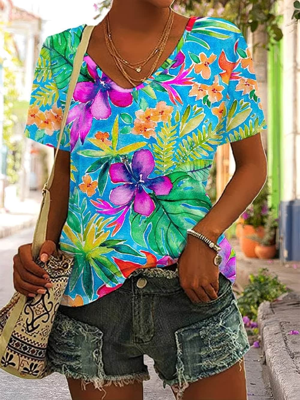 T-shirt Estiva da Donna con St - Vintage Hawaiian Floral Shirt recensione e prezzo