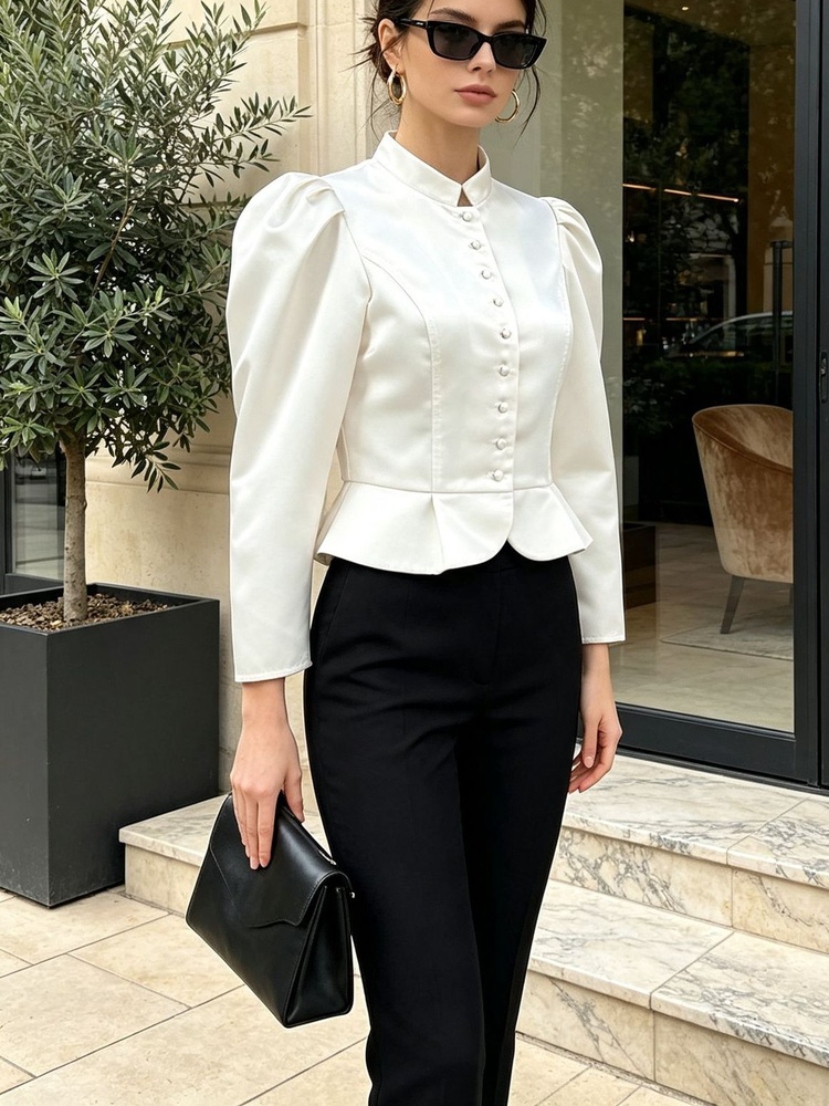 Camicetta Tossy con volant, ma - Mandarin Collar Formal Shirt Slim Fit recensione e prezzo